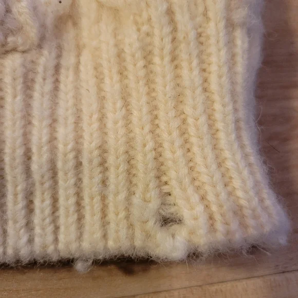 Celtic Country Cream Heavy 100% Wool Cardigan Sweater Women Size Small - Picture 5 of 5
